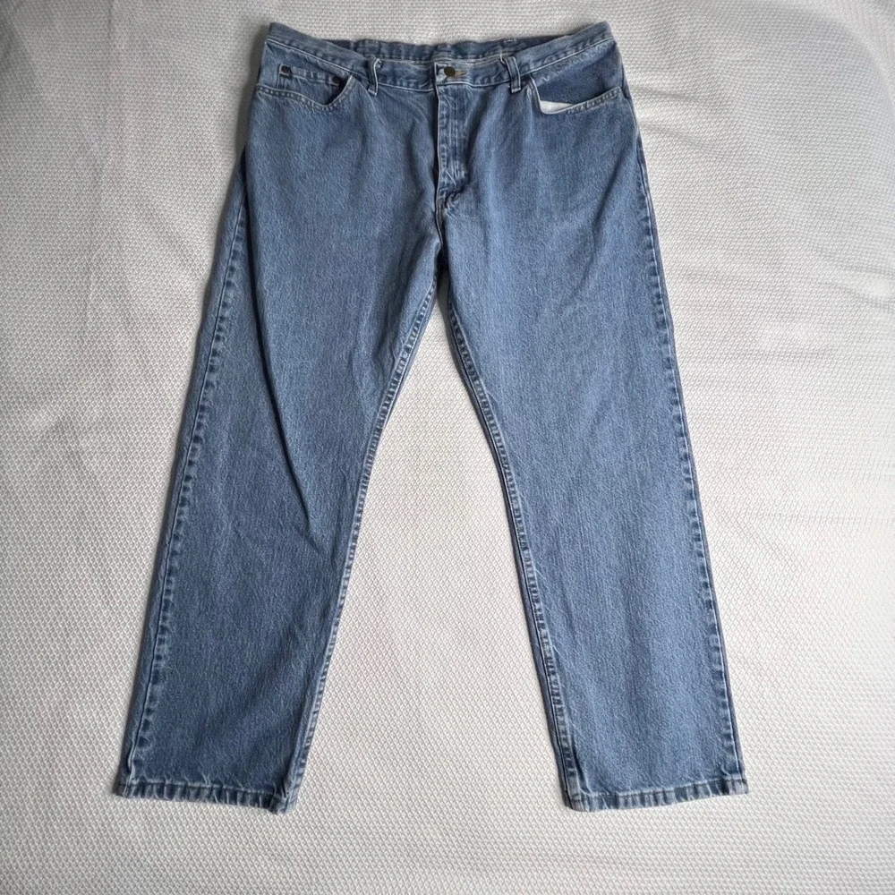 Wrangler‎ Men's Regular Fit Blue Denim Jeans 42x30 100% Cotton Workwear Western